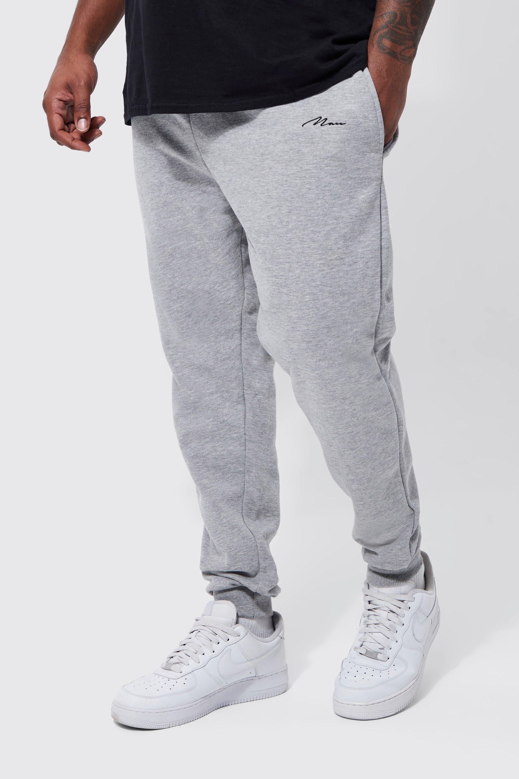 Mens Grey Plus Man Skinny Fit Joggers, Grey